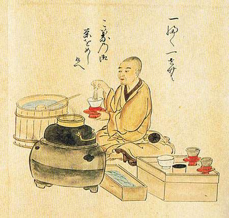 Монах, пьющий чай, рисунок картинка сказки для детей