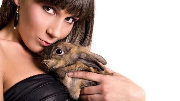 Девушка держит кролика на руках, фото вопросы консультации по кроликам фотография