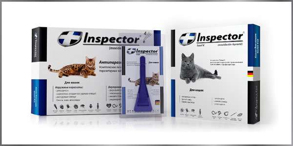 Капли Inspector от блох, клещей и гельминтов для кошек, фото фотография