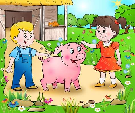 Свинка-почесушка, стихи для детей про животных, рисунок картинка
