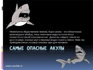 Бесплатно скачать презентацию для школы - Самые опасные акулы