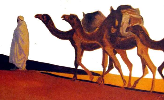 Караван верблюдов, рисунок иллюстрация
