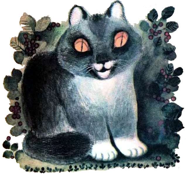 Довольная кошка, рисунок иллюстрация