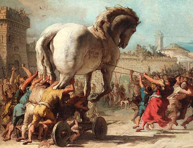 Посейдон (Меркурий) и лошади, рисунок картинка