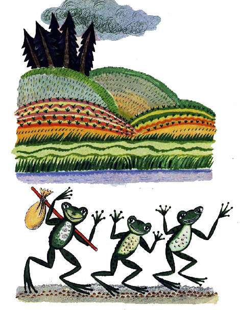 Ленивые лягушки, рисунок иллюстрация