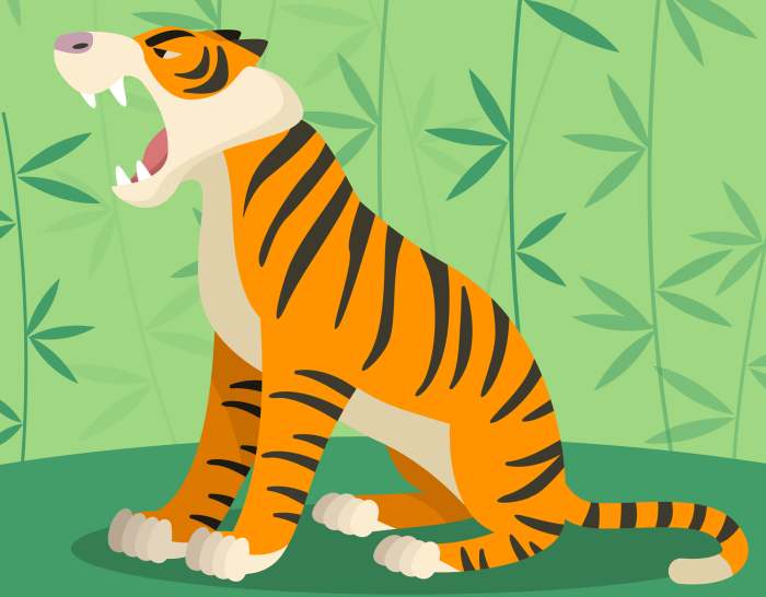 Ревущий тигр, рисунок иллюстрация