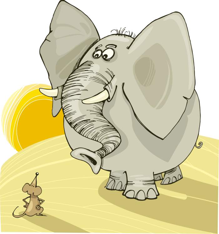 Слон и маленькая мышь, рисунок иллюстрация
