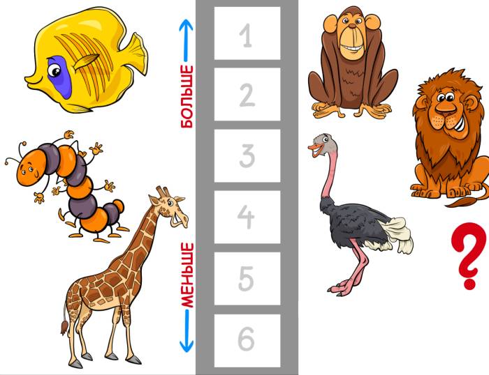 Игра для детей - разложи животных по размеру