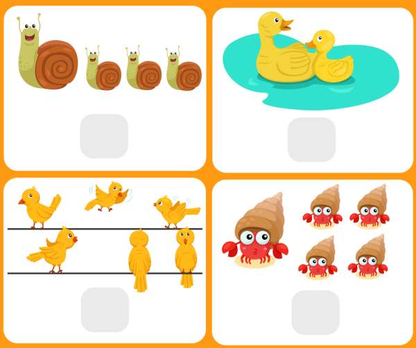 Дидактическая игра-карточка для детишек - сосчитай предметы и напиши число