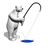 анимашка, анимация, белый медведь ловит рыбу